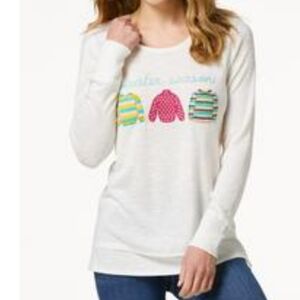 Sweater Season Raised Embroidery Accented Sweater Ivory NWT. XL